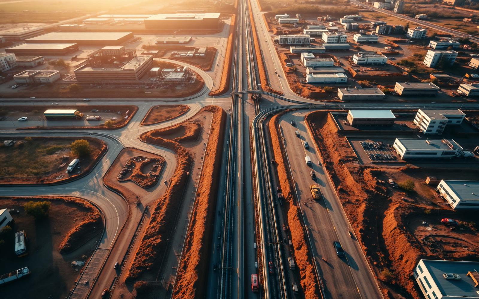Vista aérea de obra de urbanización